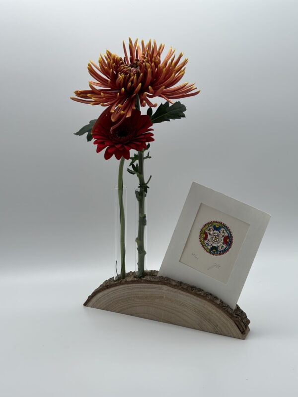 Blumen- & Kartenhalterung, 2 x Glas 1 x Karte