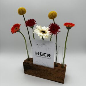 Blumen- & Kartenhalterung, 7 x Glas + Karte