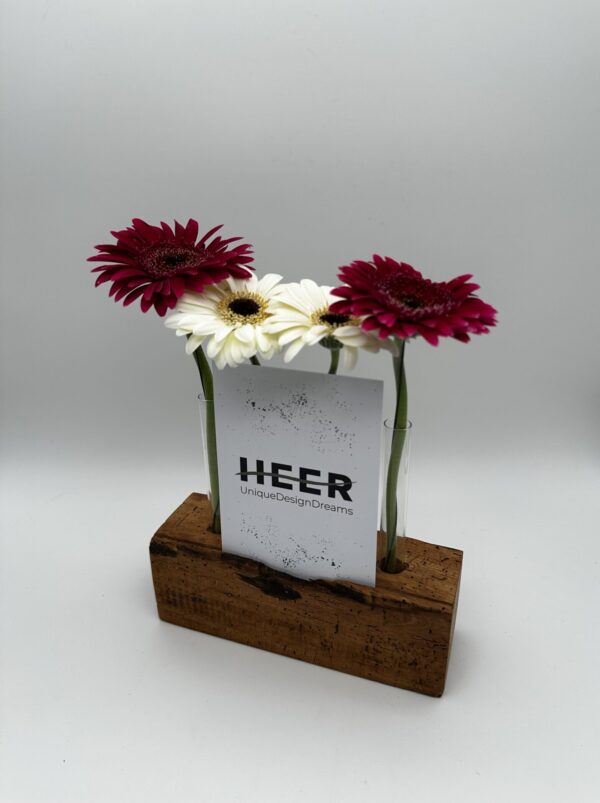 Blumen- & Kartenhalterung, 4 x Glas + Karte