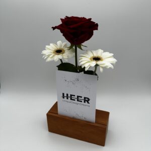 Blumen- & Kartenhalterung, 3 x Glas + Karte