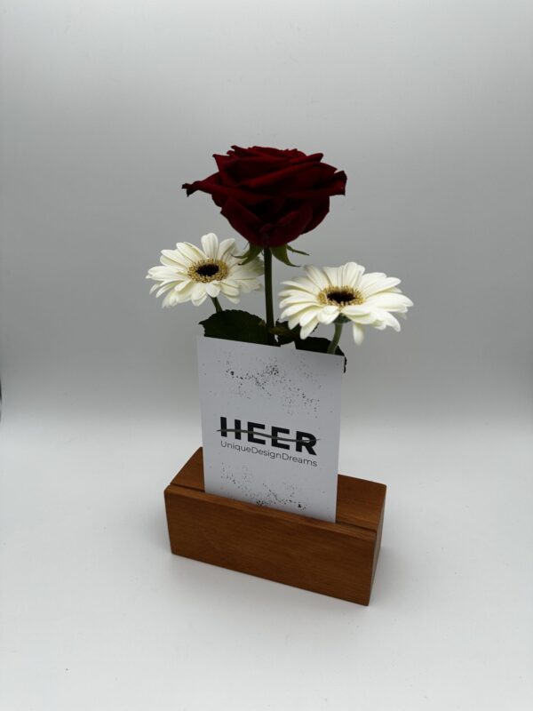Blumen- & Kartenhalterung, 3 x Glas + Karte